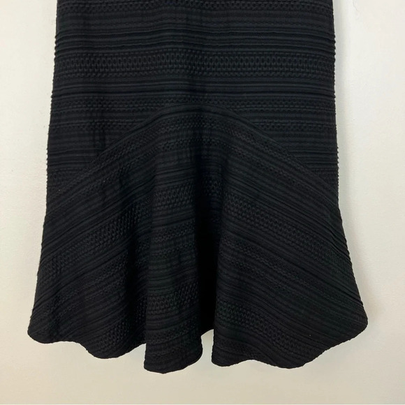 Rebecca Taylor V Neck Textured Stripe Dress Black 4 Classic LBD Occasion Chic - Picture 6 of 7